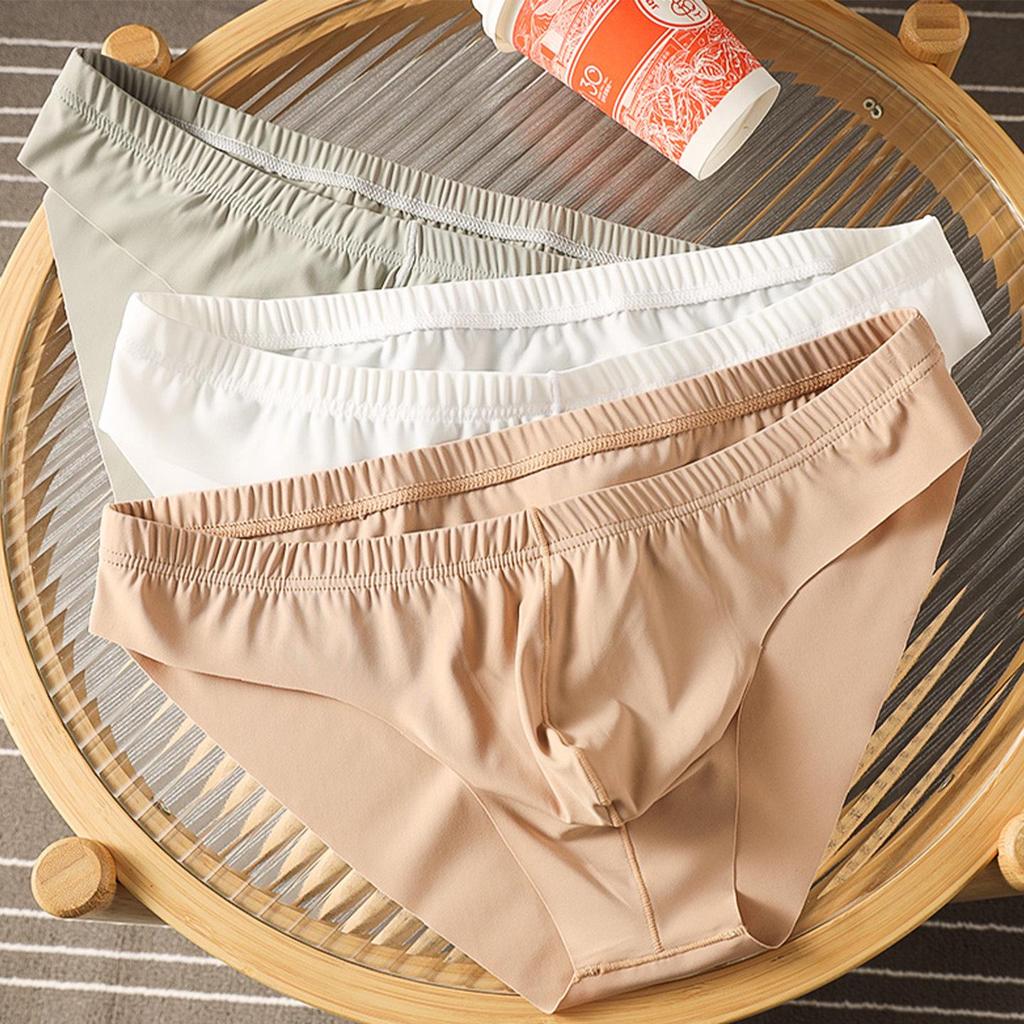 Męskie oddychające bokserki z lodowego jedwabiu chłodnego w dotyku - Jednolity kolor Plus Size