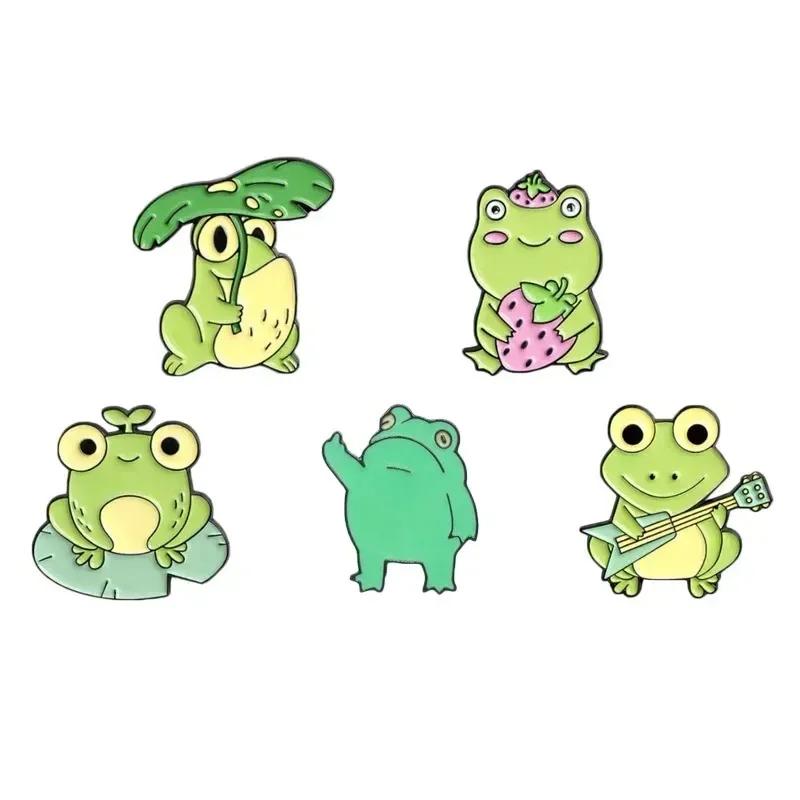 Broche de Liga de Rã Fofa Engraçada Dedo Médio Vertical Criativo Desenho Animado Animal Insígnia Personalidade Acessórios de Vestuário Versátil