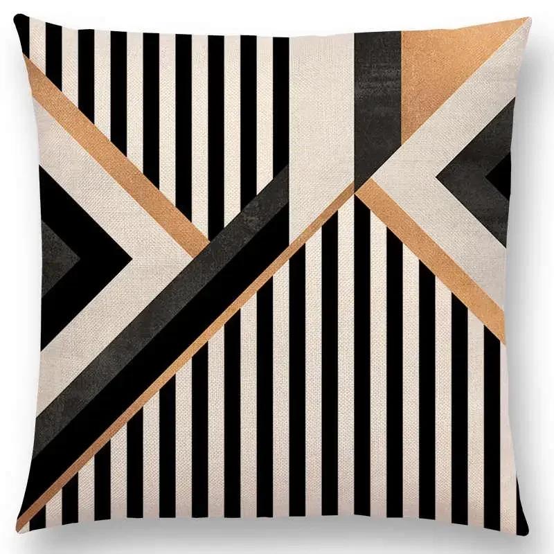 New Colorful Blocks Layers Stripes Geometric Combination Gold Lines Gorgeous Prints Cushion Cover Throw Pillow Case