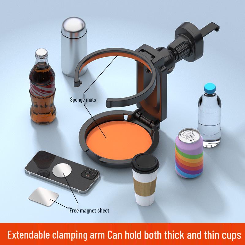 Multifunctional Car Cup & Phone Holder with Magnetic Suction, Foldable Air Vent Design