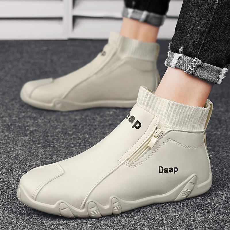 Fashion New Casual Shoes for Men Luxury Round Toe Men Ankle Boots Light Slip on Walking Shoes Outdoor Comfor Men High Top Sneakers