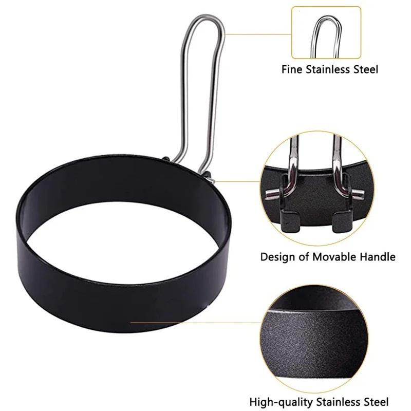 2Pcs Fried Egg Mold Stainless Steel Egg Ring Non-stick Round Pancake Omelet Maker Cooking Mold for Eggs Home Kitchen Gadgets