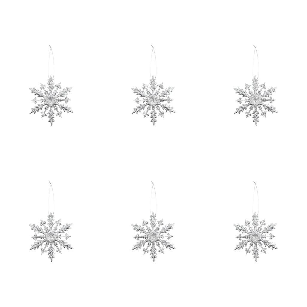 Glitter Acrylic Snowflake Ornaments For Christmas Tree Decorations Holiday Christmas Tree Hangings Festival Party Window Ornamen