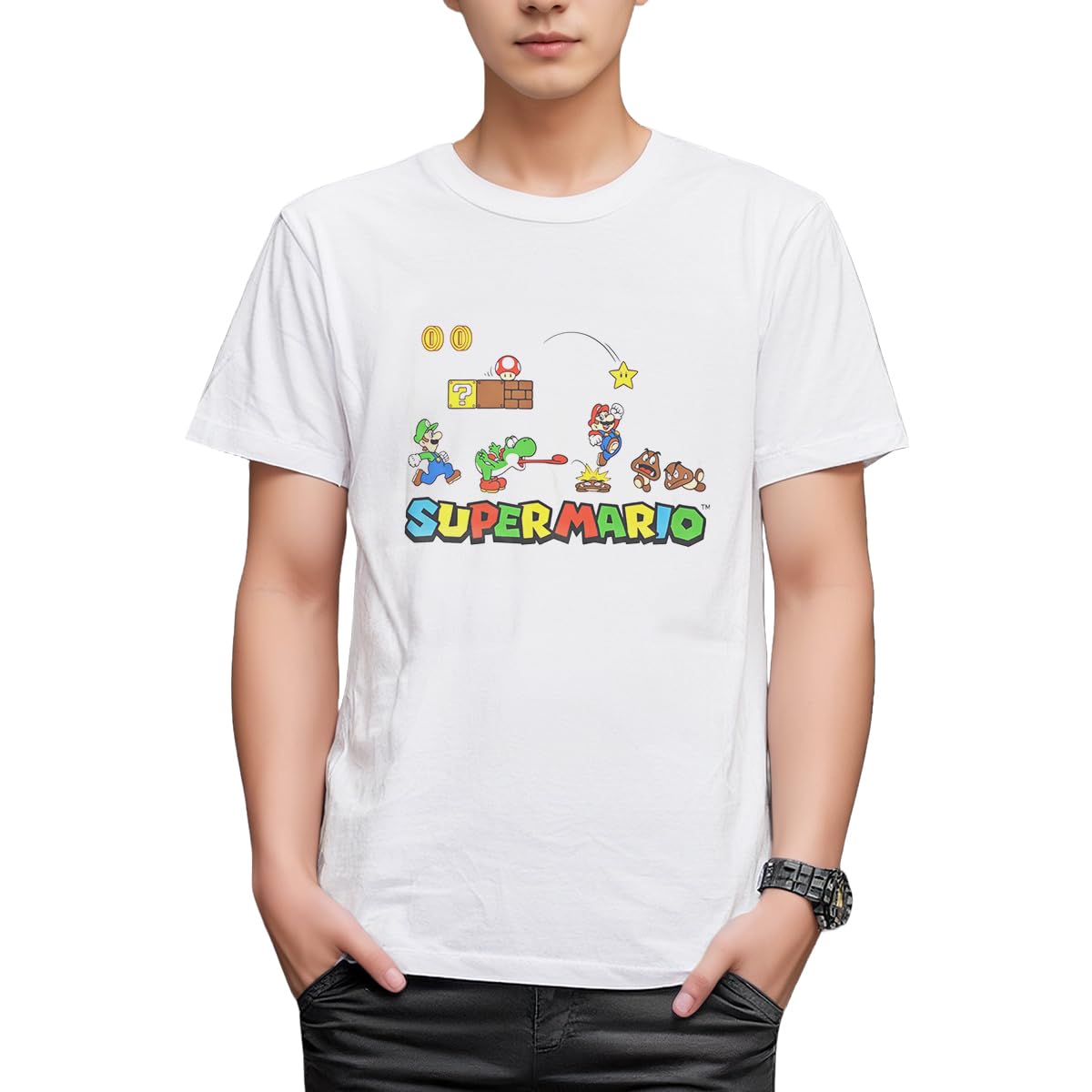 

FinePlus Super Mario Stage Short Sleeve T-Shirt, Mario, Luigi, Yoshi