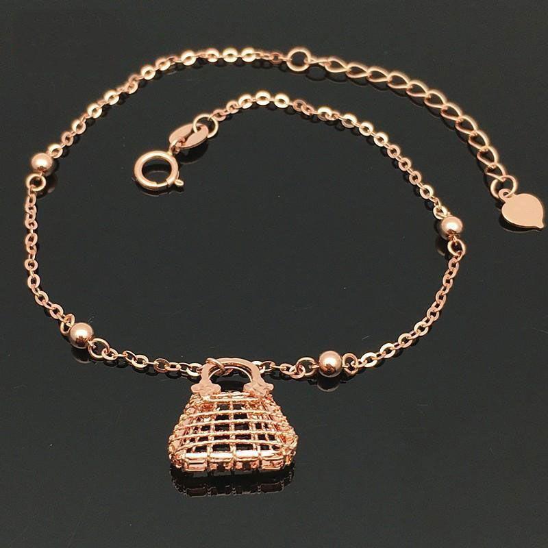 Purple Gold-Plated Rose Gold Hollow Bag Bracelet Korean Version Trendy Versatile Temperament Colored Gold Adjustable Jewelry