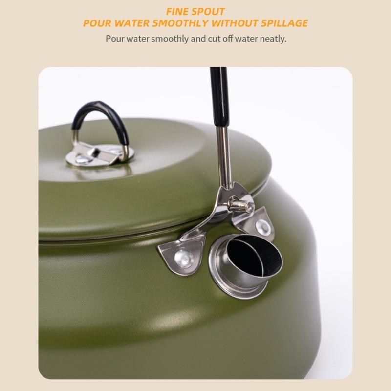 Portable 1 Litre Lightweight Stainless Steel Camping Kettle Durable and Camping Tea Pot for Indoor Outdoor Campfire Use