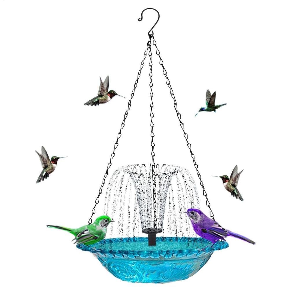 Solar Bird Baths Hangable Shower Bowl Solar Fountain For Bird Bath With Water Pump Birdbath For Outdoor Patio Garden Backyard