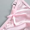 Women's Thong Adjustable Waistband Glossy Satin Solid Color Underwear Low Waist Smooth Silk Bowknot Female Underpants