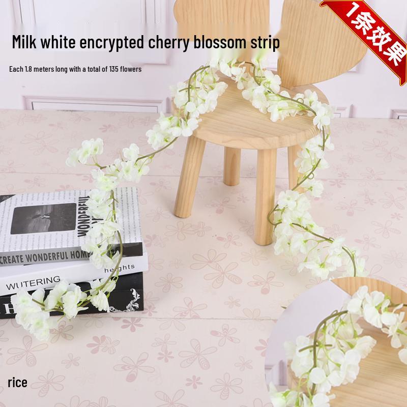 Artificial Cherry Blossom Vine: Indoor Ceiling Wedding Decoration, Rattan Pipe Cover