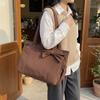 Temperament Korean Style Bow Tote Bag Large Capacity Simple Cotton Padded Shoulder Bag Fashion Solid Color Nylon Handbag Ladies