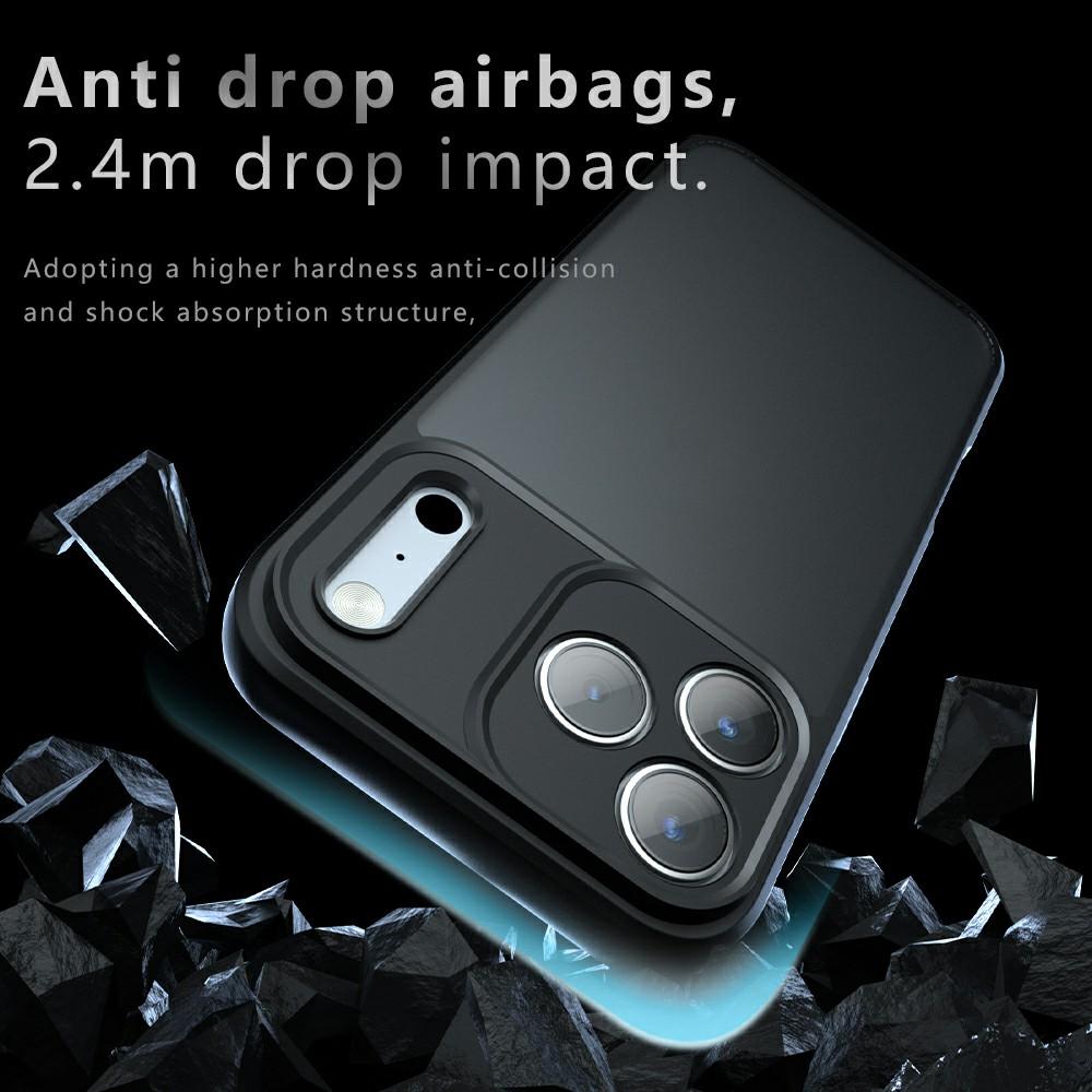 For iPhone 17 Pro Max Case Skin-Touch TPU+PC Matte Phone Shell,Transparent Black
