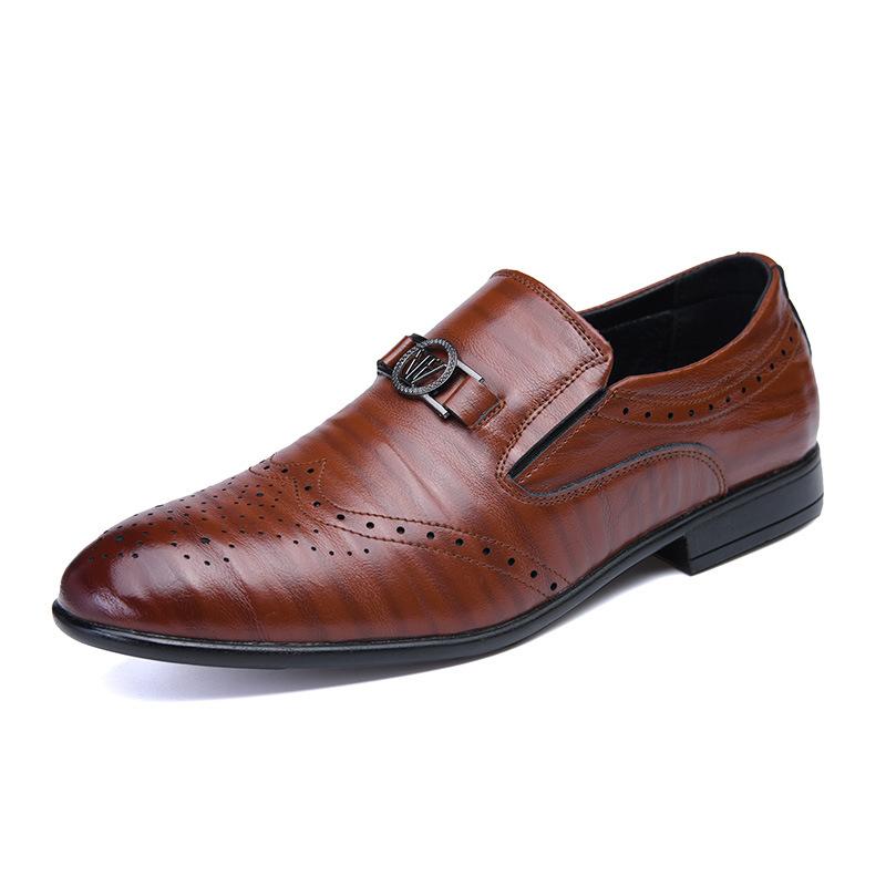 Spring and autumn new Brock glove shoes men's business retro one-pedal lazy shoes casual leather shoes men's formal wear