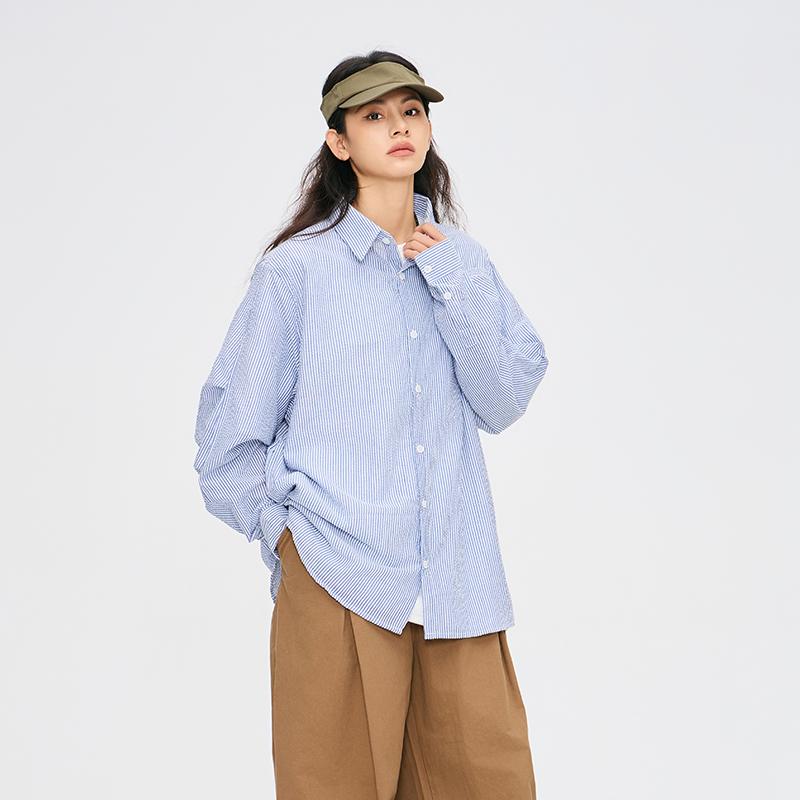 Boyue Simple All-Matching Striped Long Sleeve Shirt Men's College Style Casual Fashion Trends Shirt Coat