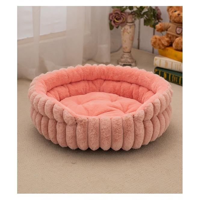 Pet Cat Nest Straight Rabbit Plush Pet Bed Round