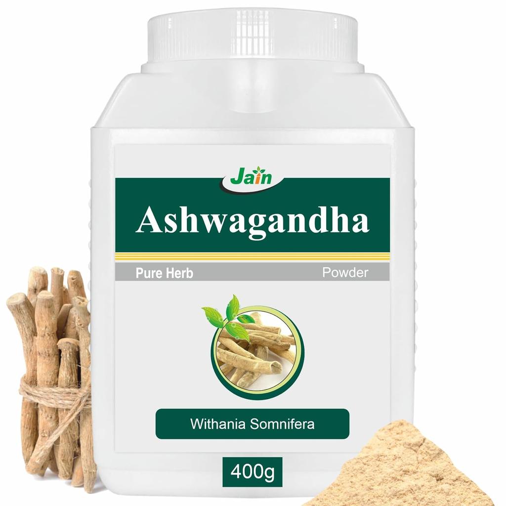 Jain Ashwagandha Withania Somnifera Powder 400 g Pack of 1 Organic Energy Booster for Daily Use