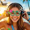 Summer Party Sunglasses Hawaiian Tropical Glasses, Glitter Felt Beach Pool Eyeglasses, Accessories Ocean Luau Style Eyewear for Photo Booth