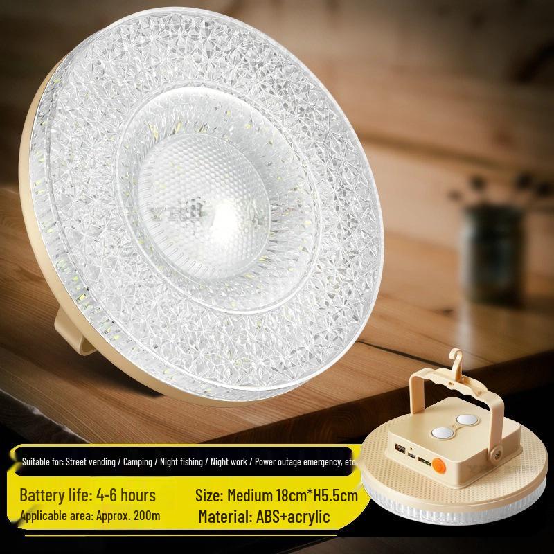 Rechargeable Magnetic Crystal Saucer Lamp: Portable Hanging Light for Camping and Outdoor Use