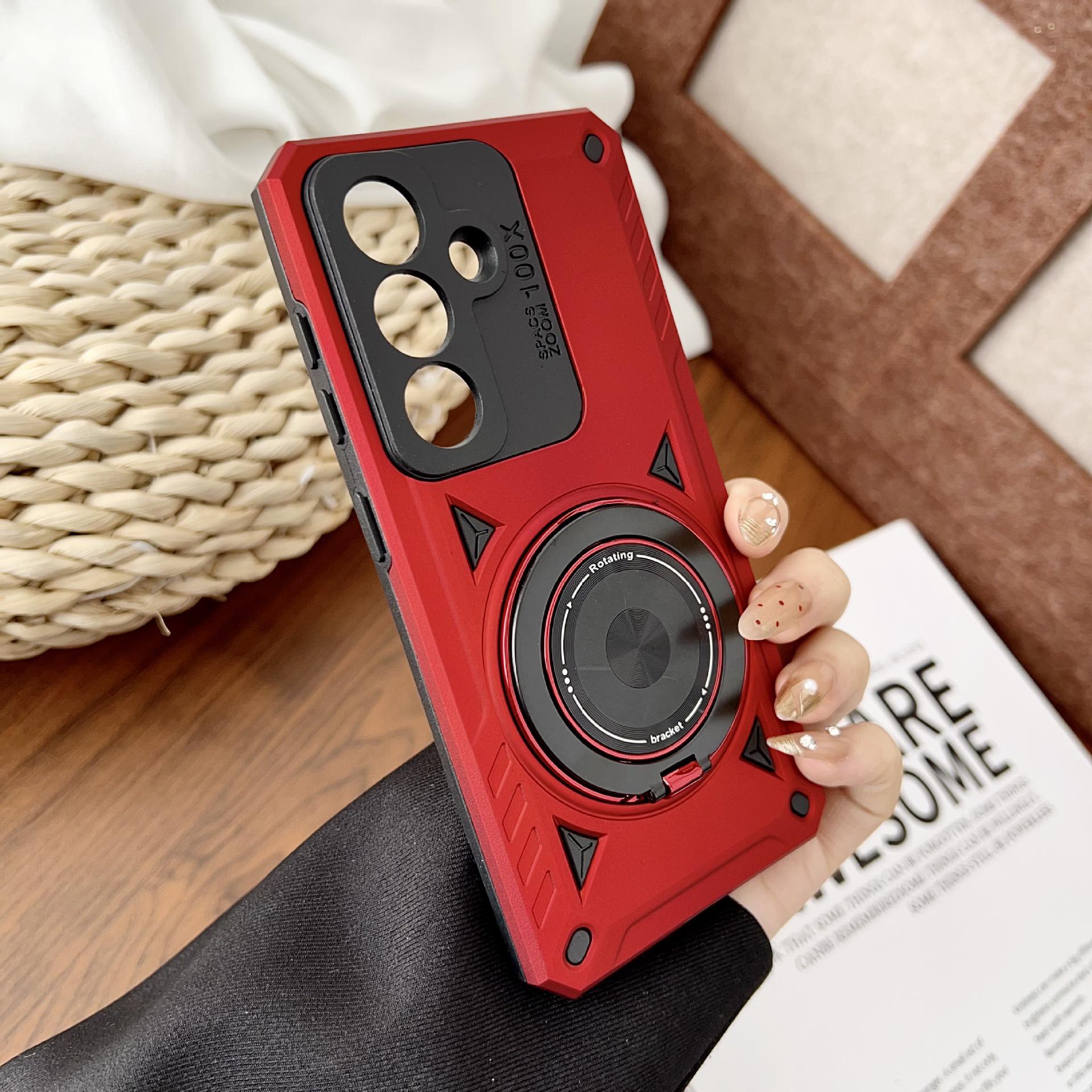 

Samsung S26 Ultra Mecha Skin Feel Case: Rotating Ring Holder, Magnetic Adsorption, Drop-Proof. S26 Ultra червоний