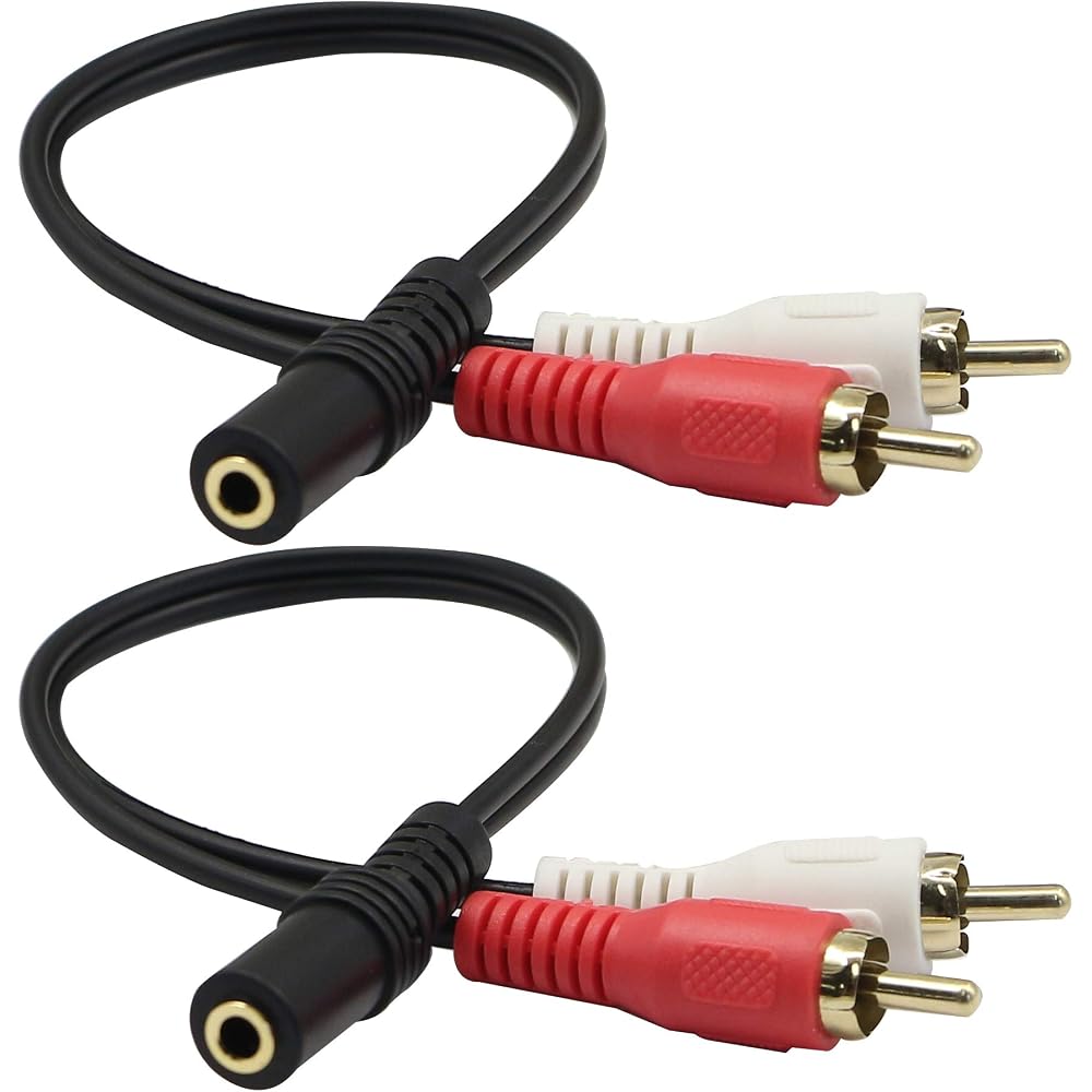 CERRXIAN RCA Audio Cable 3.5mm To 2 RCA Male Gold Plated 25cm Aux Adapter Cable for Speakers and Amplifiers