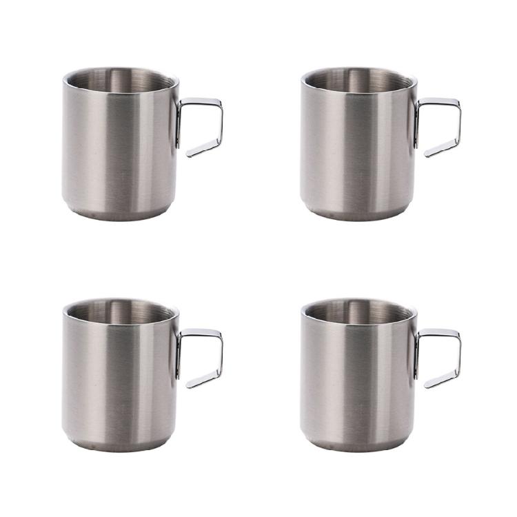 

Pack Of 4 Rustproof 304 Stainless Steel Cups Suitable For Coffee And Tea Insulated Double Wall Drinkware серебряный