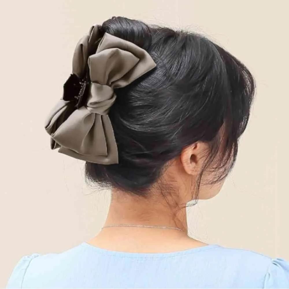 Large ribbon hair clip Cocoa ribbon hair clip Hair clip