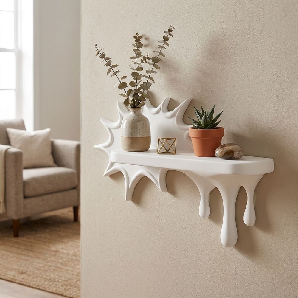 3D Printed Floating Wall Stand Irregular Shape Wall Storage Shelf Melting Display Rack  Bedroom