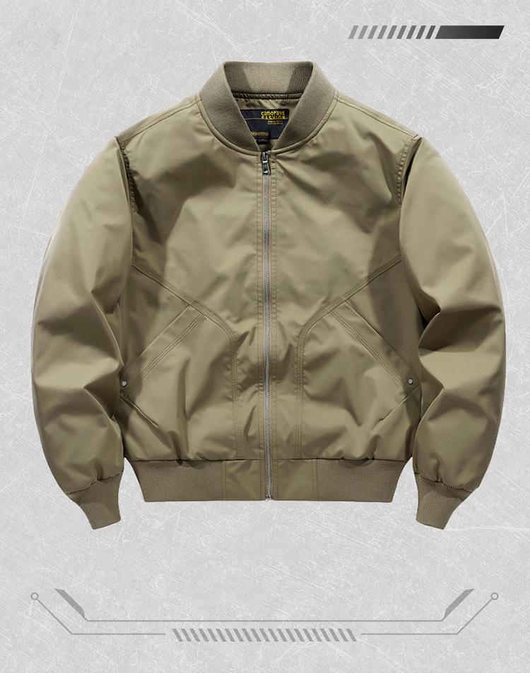 2024 Men's Pilot-Style Baseball Collar Jacket - Loose Fit for Spring & Autumn