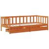 Convertible Daybed with Drawers 3 Pcs Wax Brown Solid Pine Wood