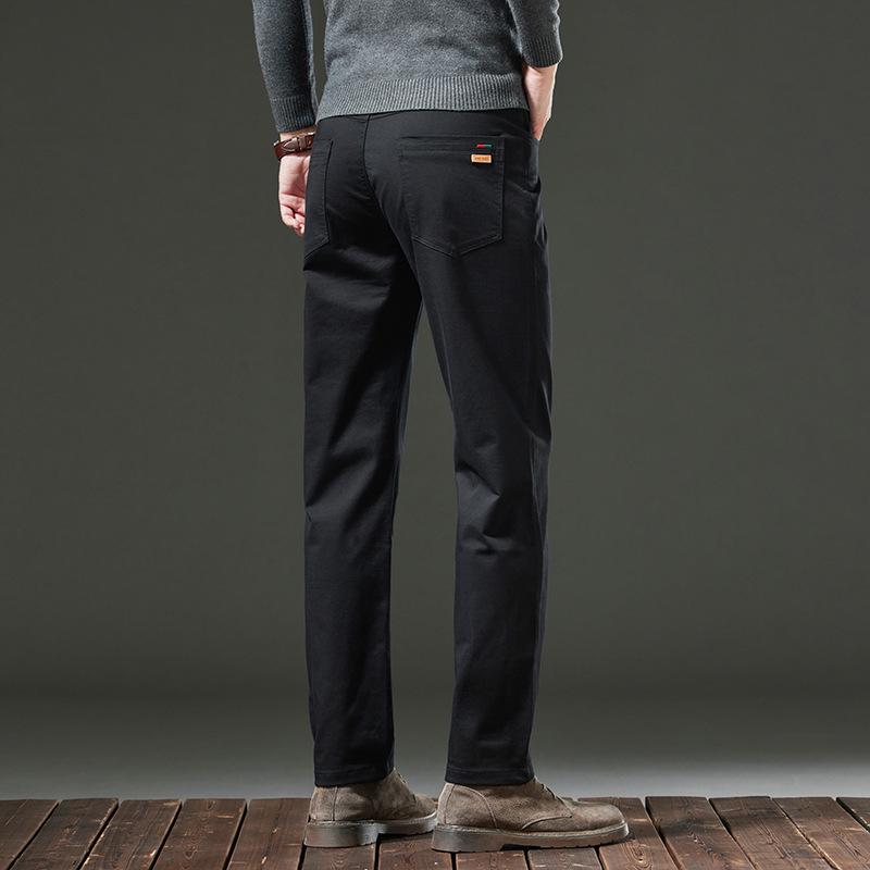 

Мужские модные повседневные брюки - 97% хлопок, плотная резинка, тисненая кожаная этикетка, дизайн заднего кармана, легкая роскошная деловая одежда 38 (200 lbs)