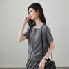 100% sheep wool round neck short sleeved wool sweater for women 2026 spring and autumn casual versatile short knitted top