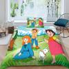 Anime Mädchen Bettbezug Set, Lustiger Heidi und Familie Cartoon Druck Cartoon Druck Bettdeckenbezug Bettwäscheset Passender Kissenbezug 75*50