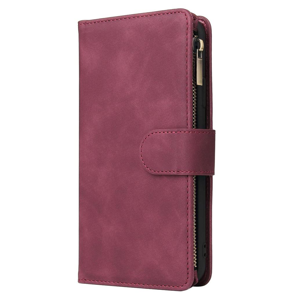 Leather Zipper Wallet Phone Case with Bracket for iPhone 12/XS