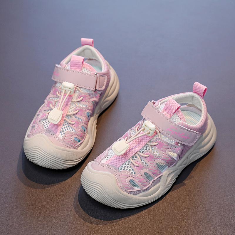 

Boys Girls Casual Sandals Mesh Breathable Kids Sports Shoes Non-slip Soft Sole 2025 Summer Children Running Shoes Comfortable 26 розовый