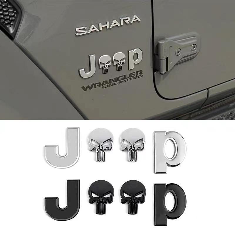 3D Metal Skull Emblem Badge For Jeep Auto Car Stickers Accessories For Jeep Cherokee Wrangler Liberty Compass Car Styling