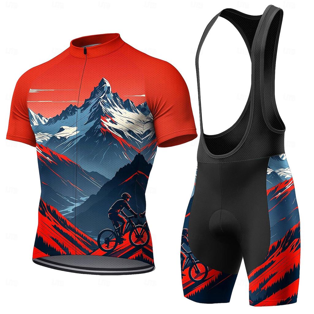 Men Short Sleeves Cycling Jersey Set Triathlon Cycling Clothing Kit Bib Shorts Gel Breathable Pad Mtb Jersey Summer Breathable Cycling Suit Set 2026