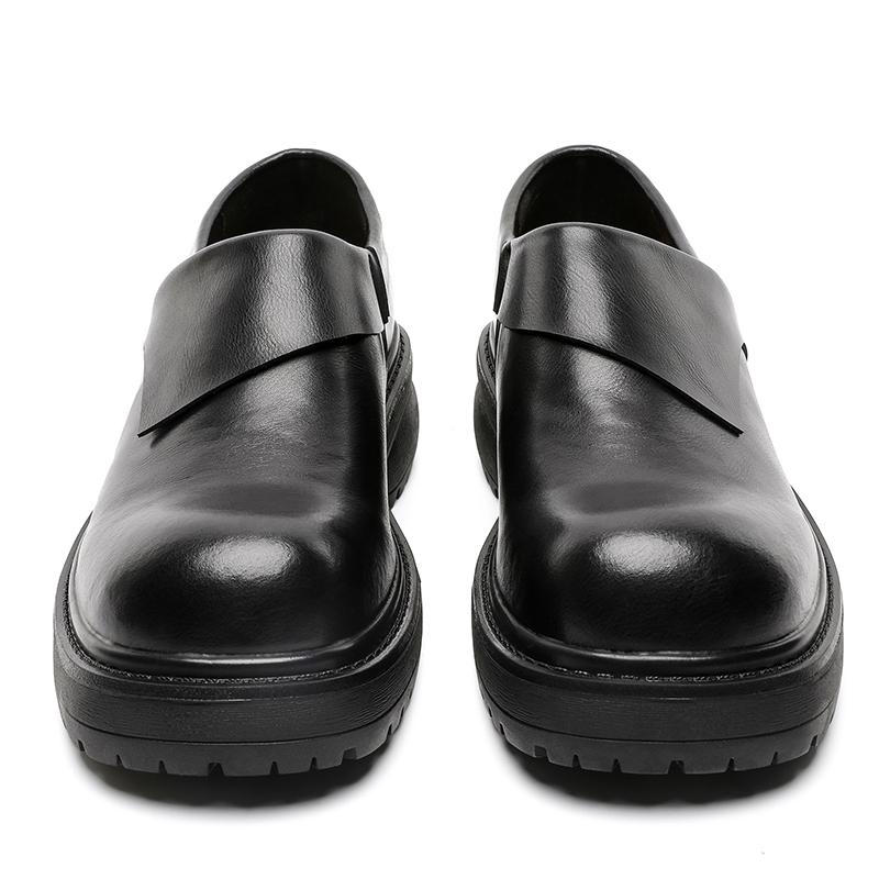 

Мужские лоферы на толстой подошве, классические черные, с круглым носком, деловые, для платья, в британском стиле, повседневная обувь 46