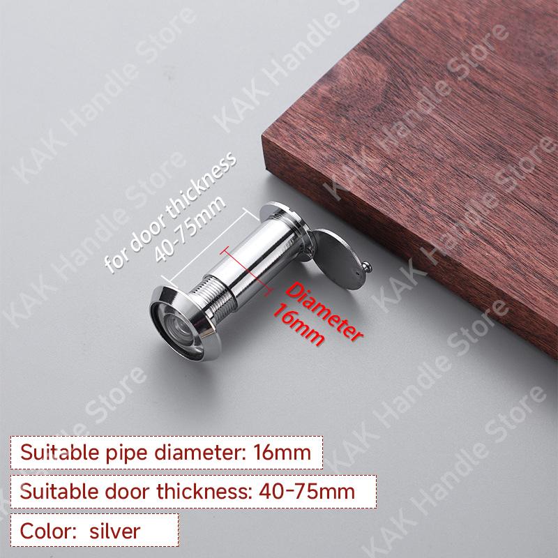

KAK HD Glass Lens 220 degree Door Viewer Peephole with Heavy Duty Privacy Cover for Front Door 40-75mm Door Eye for Hotel Room 16mm&40-75mm срібний