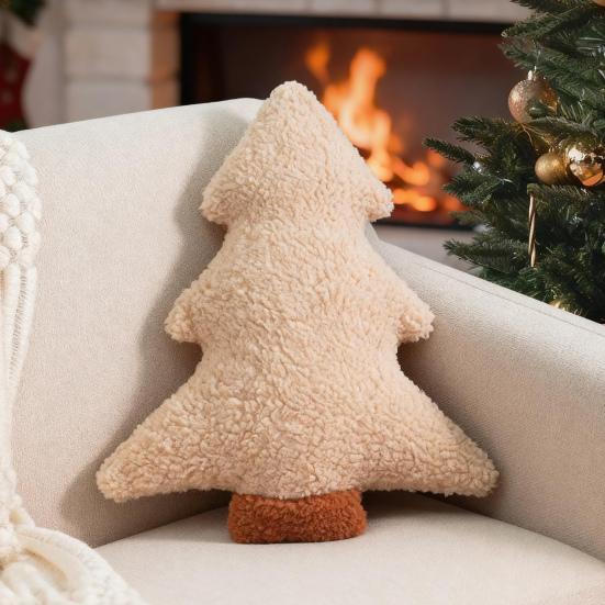 Kerstboom Kussen Feestelijk Decoratief Sierkussen voor Bank Slaapkamer Pluizig Vakantie Huisdecoratie Feestcadeau