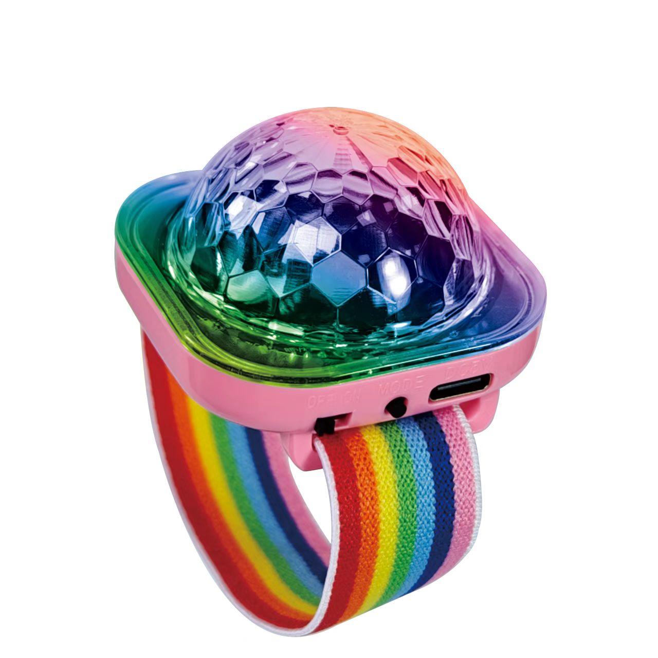 

LED Colorful Night Light Portable Disco Stage Light Sound Control Wearable Childrens Toys Watch Ambient Lamp for KTV Home Bar розовый