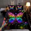 Tmarc Tee Rainbow Butterfly All Over Printed Skull Teddy Bear Bedding Set