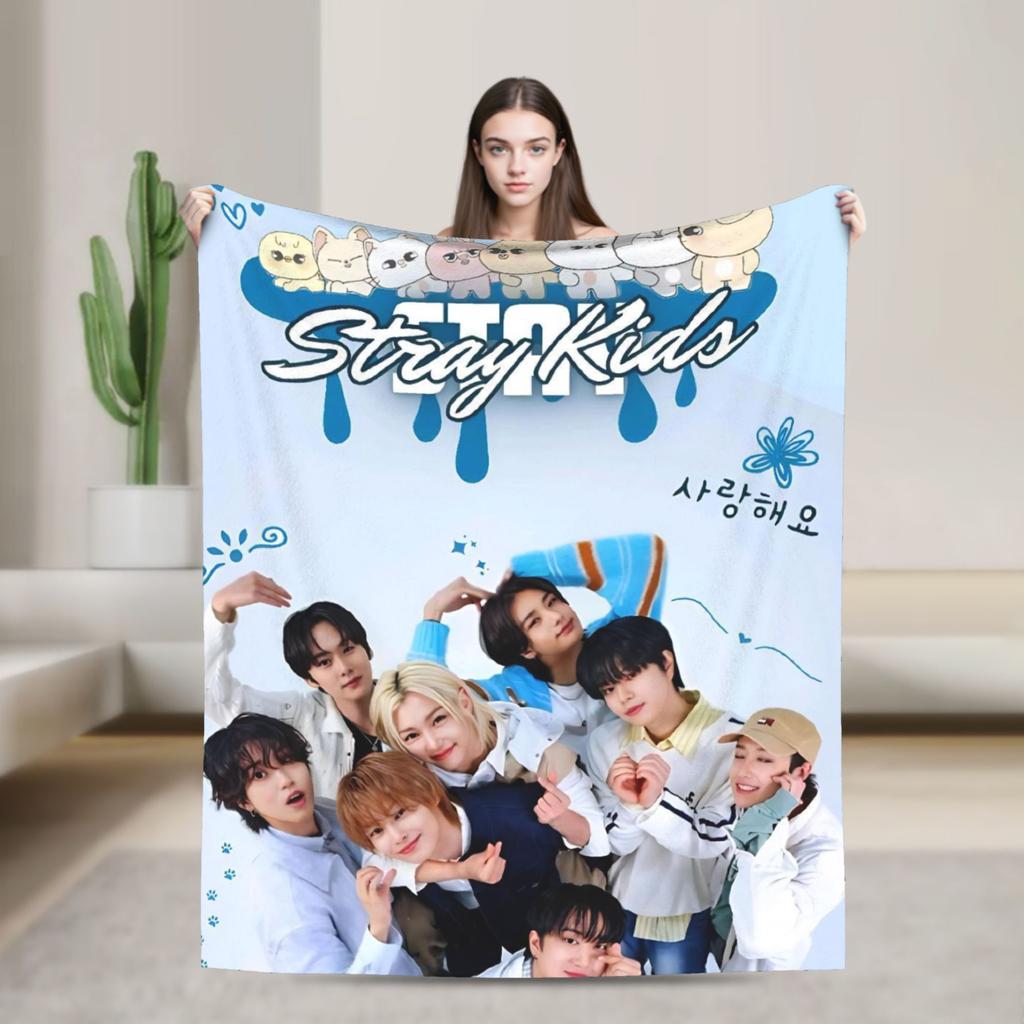 Blankets Travel Office Flannel Throw Blanket Kpop Stray-kids S-skzoo FELIX For Living Room Warm Design Quality Bedspread