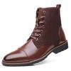 New Designer Fashion Casual Boots for Men Big Size Solid Color Lace Autumn Winter Ankle Boots Male Designer Leather Shoes Male