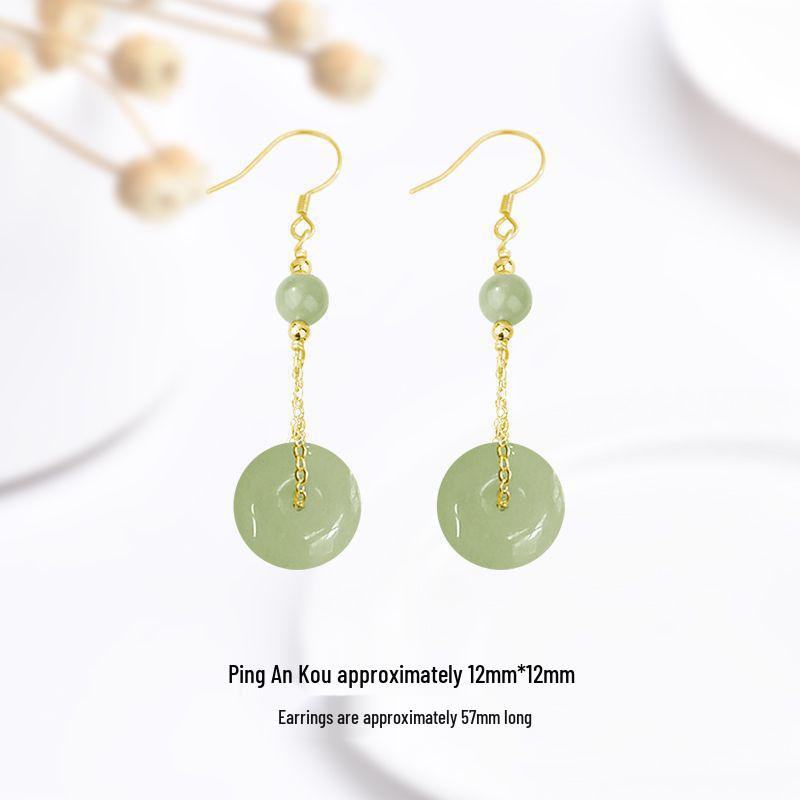 Hetian Jade Necklace: 2025 Women's Jade Pendant Choker with Peace Buckle Clavicle Chain In New Chinese Style