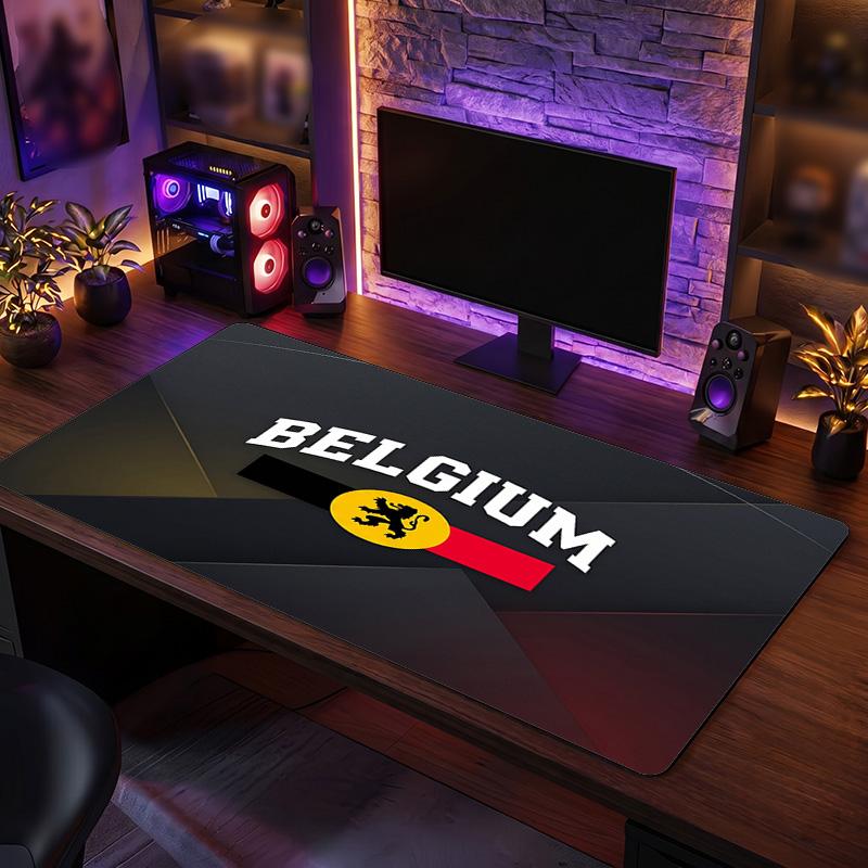 Belgium Football Crest Mouse Pad, Extended Non Slip Rubber Desk Mat for Gaming Office Laptop Fan Gift