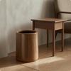 WoodGrain Trash Can Glossy Wood Grain Brown Lidded Waste Bin for Home