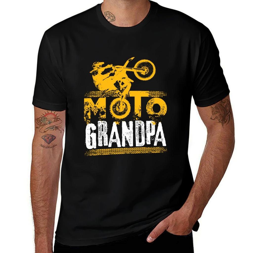 Moto Grandpa Tshirt Summer 2025 Customizeds Tops Unisexs Graphic Tshirts Pack