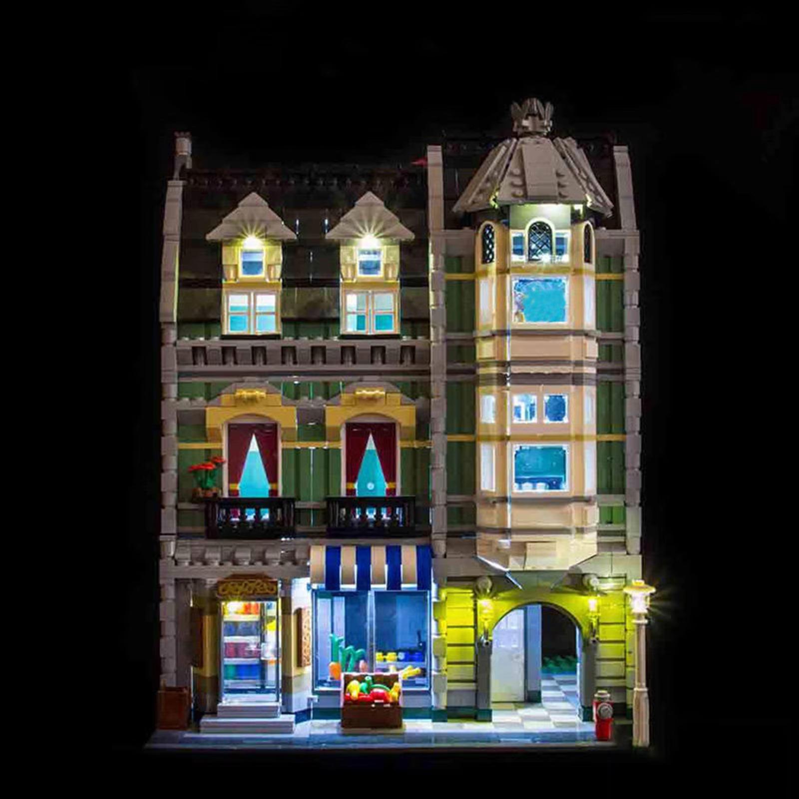 BRIXSPARK USB DIY Light Set For Lego Green Grocer House MOC Building Blocks, LED Light Kit for Lego 10185, Bricks Not Included