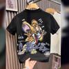 Mens Loose Fit Short Sleeve T-Shirt With Cartoon Embroidery Print Cotton Crew Neck Casual Top