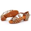 Chaussures de Danse Latine pour Enfants Talon Bas 3.5cm Filles Entraînement Salle de Bal Semelle Souple Chaussures de Danse