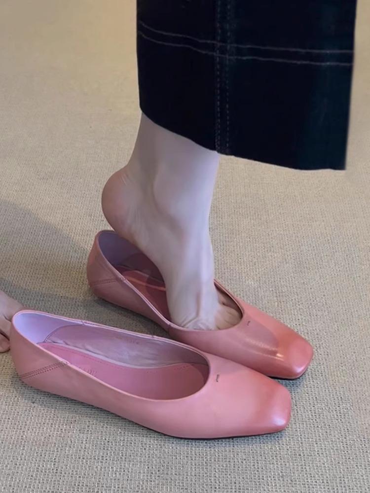 

Версия из овчины~ Натуральная кожа, ретро темперамент, квадратный носок, мелкий вырез, балетки-лодочки на одном ремешке, женские туфли на плоской подошве, туфли-бабушки 40